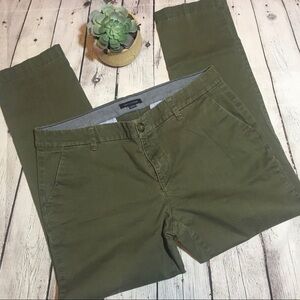Tommy Hilfiger olive green straight leg brushed cotton pants